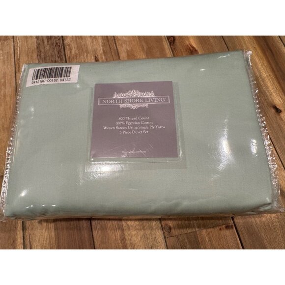 NorthShore Living 100% Cotton Duvet Deep King Size Set 13 Sage Green NEW - Picture 1 of 6